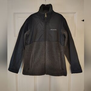 Columbia Boys Black And Gray Fort Rock Hybrid Fleece Jacket Size Small (8)